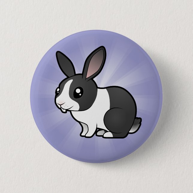 Cartoon Rabbit (uppy ear smooth hair) Pinback Button (Front)