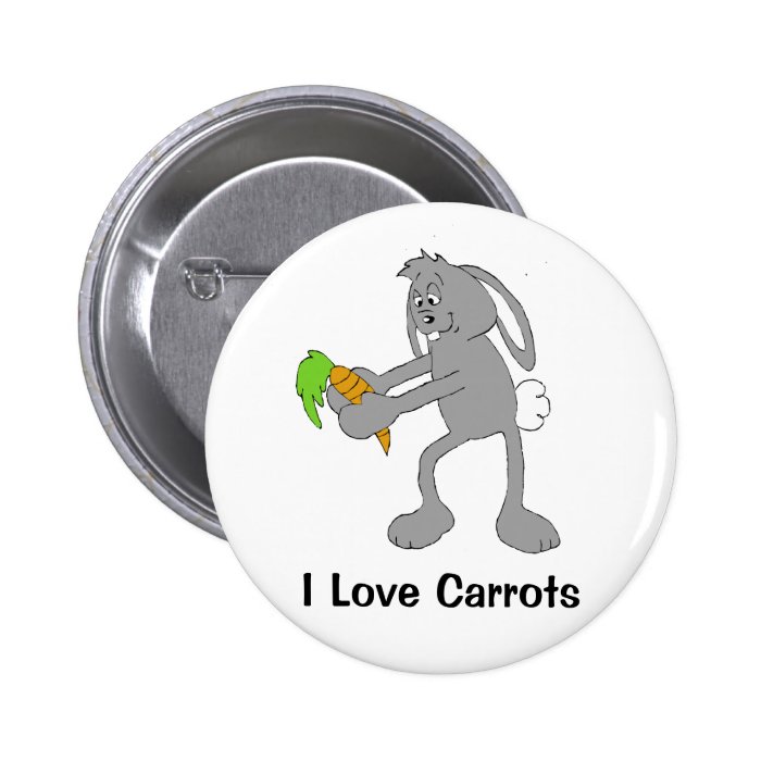 Cartoon Rabbit With Carrot Pinback Button