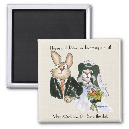 Cartoon Rabbits Wedding Save the Date Magnets