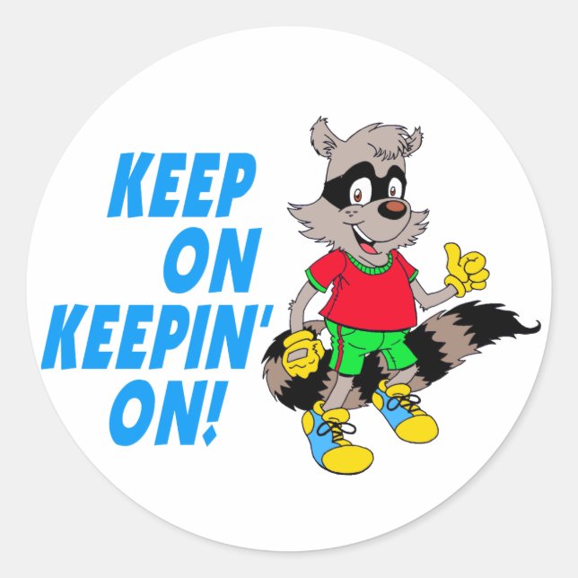 Cartoon Raccoon Classic Round Sticker (Front)
