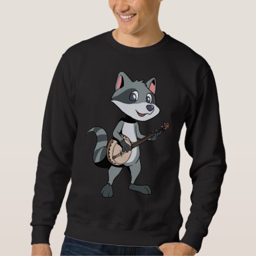 Cartoon raccoon playing banjo sweatshirt