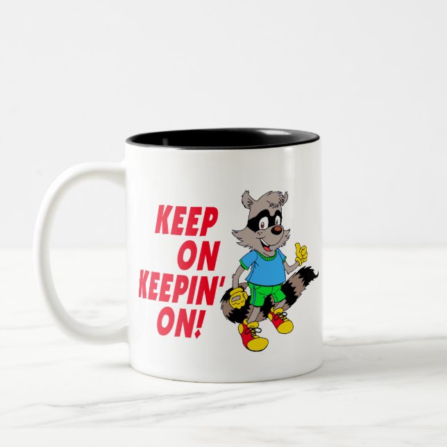 Cartoon Raccoon Two-Tone Coffee Mug (Left)
