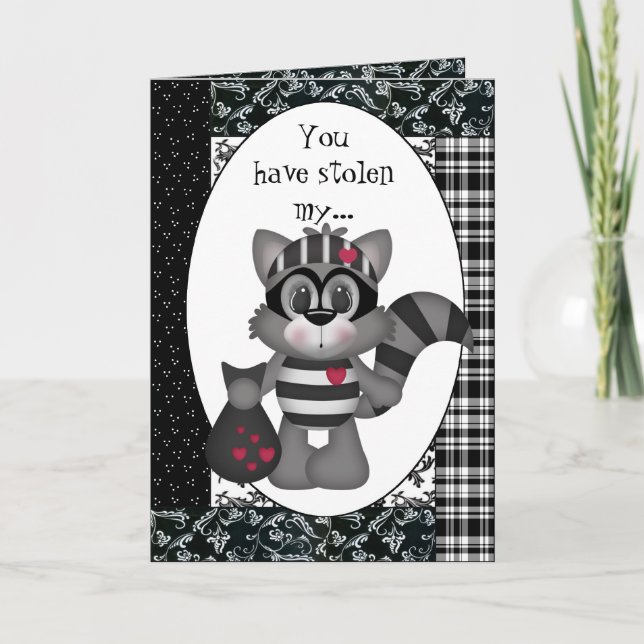 Cartoon Raccoon Valentine's Day Greeting card (Front)