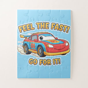 Cartoon Race Car: Feel the Fast! Go for It! Jigsaw Puzzle