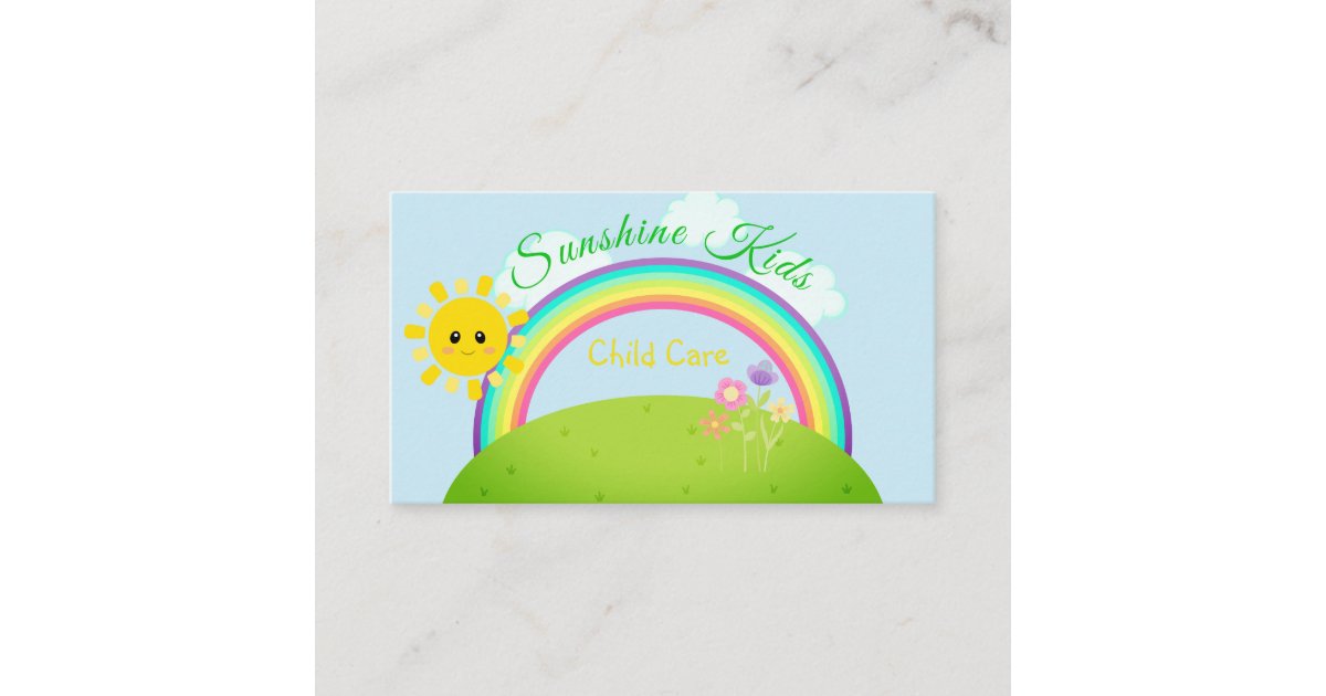 Cartoon Rainbow And Sunshine Child Daycare Business Card Zazzle Com Download 1,000+ royalty free sunshine rainbows vector images. cartoon rainbow and sunshine child daycare business card zazzle com