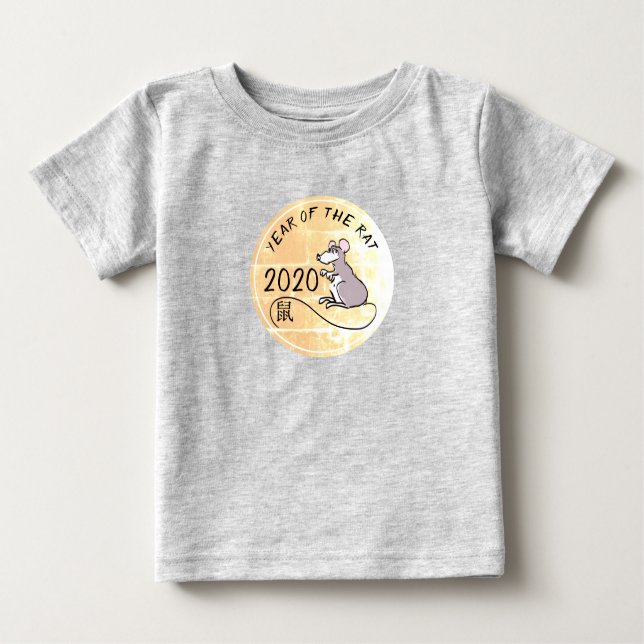 Cartoon Rat Chinese New Year 2020 Baby Tee (Front)