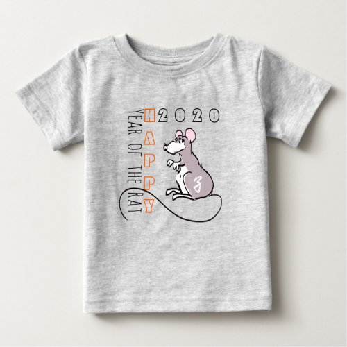 Cartoon Rat Happy Chinese New Year 2020 Baby T Baby T_Shirt