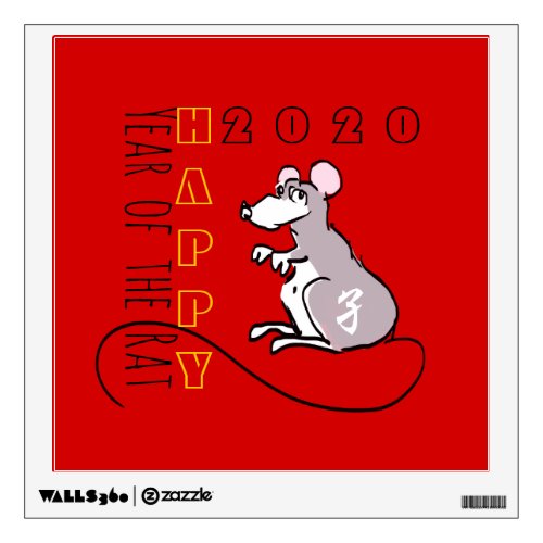 Cartoon Rat Happy Chinese New Year 2020 Wall SD Wall Decal