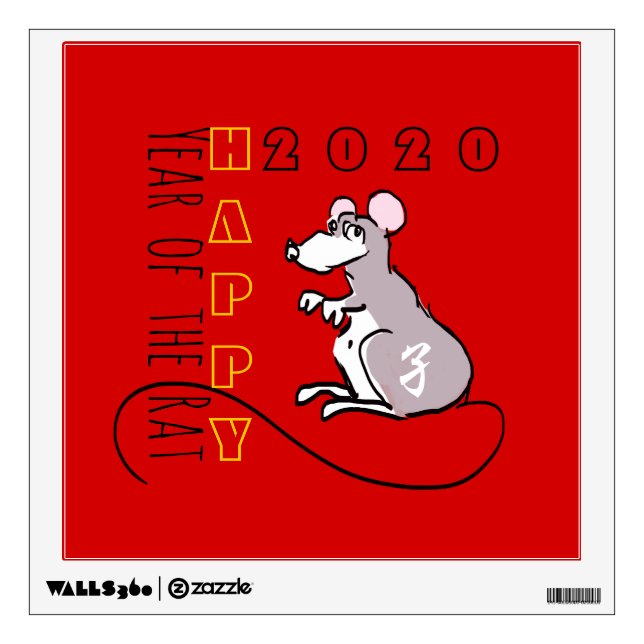Cartoon Rat Happy Chinese New Year 2020 Wall SD Wall Decal (Front)