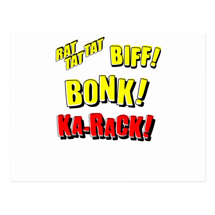 Cartoon Rat Tat Tat Biff Bonk Ka Rack Postcard Zazzle Com