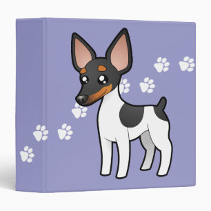 Cartoon Rat Terrier / Toy Fox Terrier 3 Ring Binder