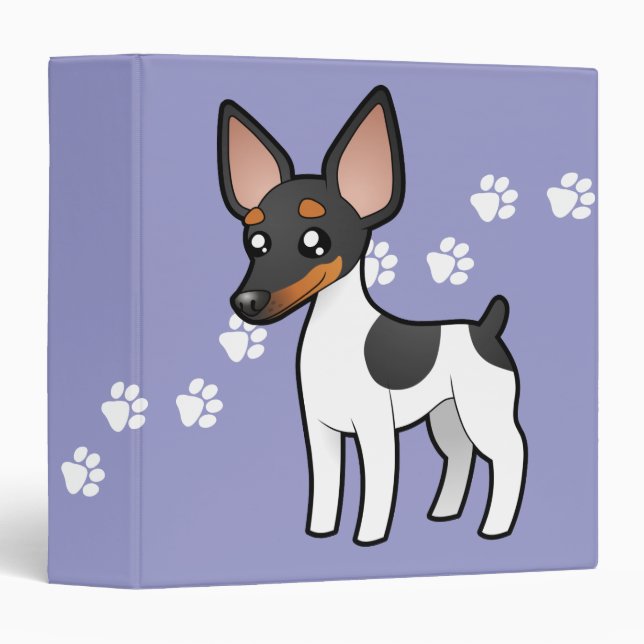 Cartoon Rat Terrier / Toy Fox Terrier 3 Ring Binder (Front/Spine)