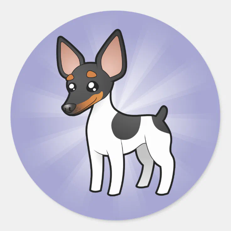 Cartoon Rat Terrier / Toy Fox Terrier Classic Round Sticker | Zazzle