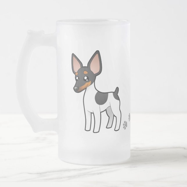 Cartoon Rat Terrier / Toy Fox Terrier Frosted Glass Beer Mug (Left)