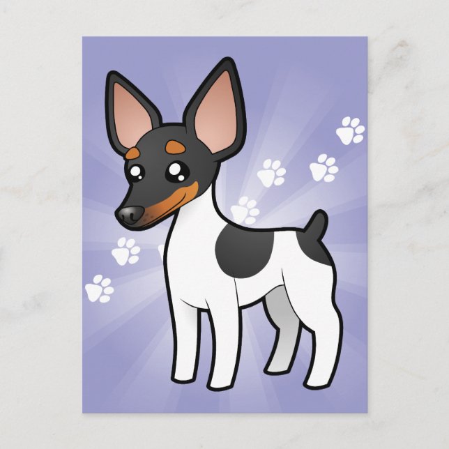 Cartoon Rat Terrier / Toy Fox Terrier Postcard (Front)