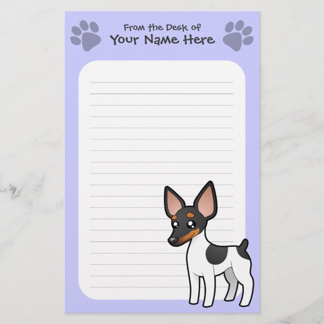 Cartoon Rat Terrier / Toy Fox Terrier Stationery (Front)