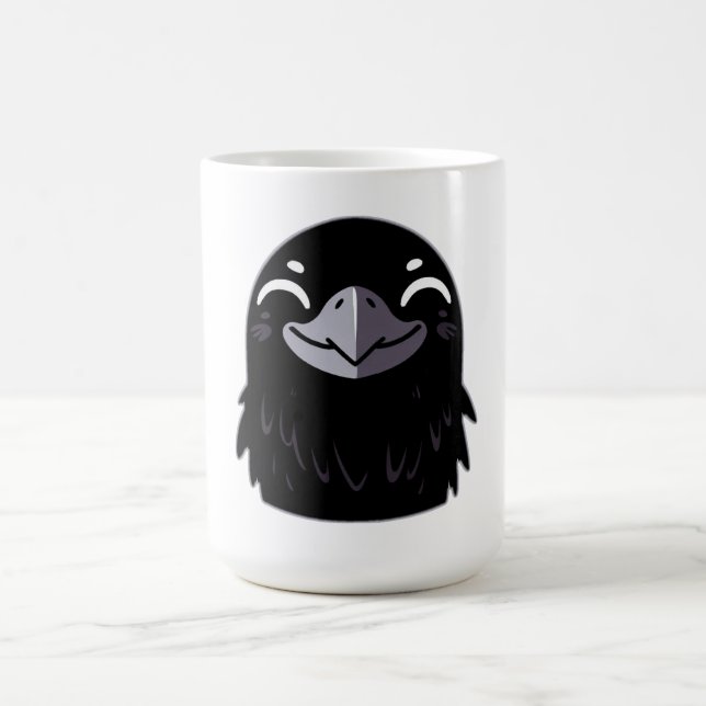 Cartoon Raven - Smiling Coffee Mug (Center)