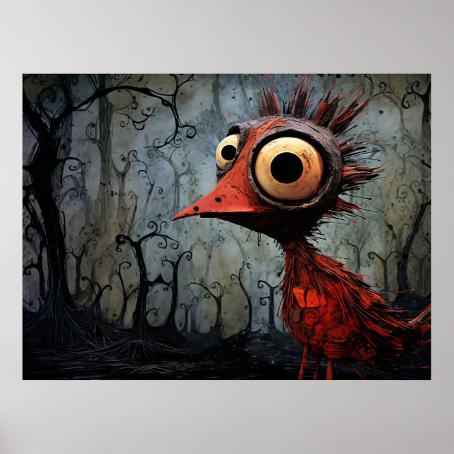 Cartoon red bird poster (Front)