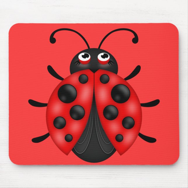 Cartoon Red Black Ladybug Mousemat Mouse Pad (Front)