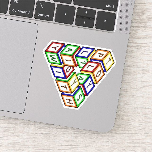 Cartoon Red Blue Yellow Green Toy Blocks Art Sticker (Detail)