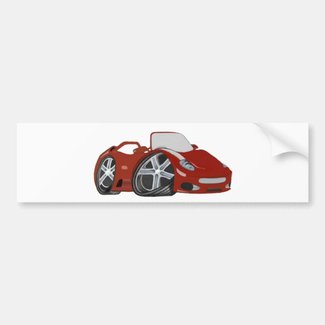 Cartoon Red Car Art Bumper Sticker (Front)