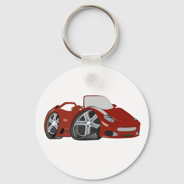 Cartoon Red Car Art Keychain (Front)