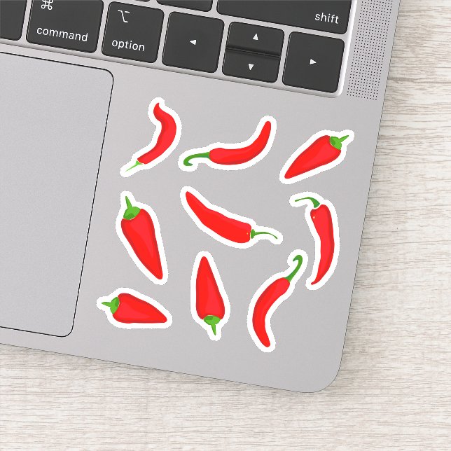 Cartoon Red Chilli Peppers Sticker (Detail)