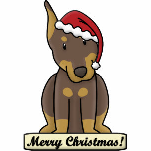 Cartoon Red Doberman Pinscher Christmas Ornament