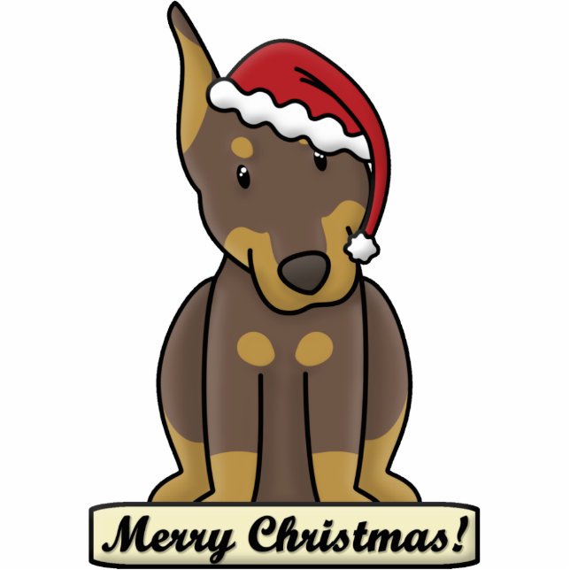 Cartoon Red Doberman Pinscher Christmas Ornament (Front)