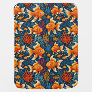 Cartoon Red fish Playful Ocean Baby Design🐟 Blanket