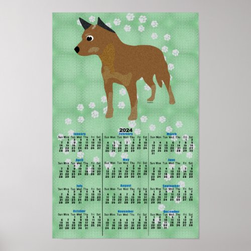 Cartoon Red Heeler 2024 Calendar Poster