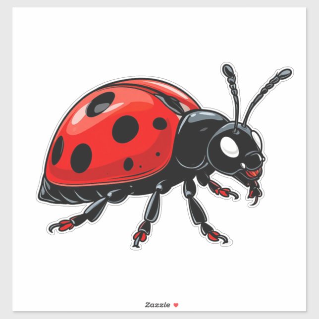 Cartoon Red Ladybug Cute Insect Character Sticker (Sheet)