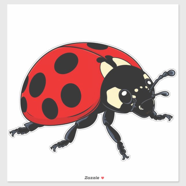 Cartoon Red Ladybug Cute Insect Character Sticker (Sheet)
