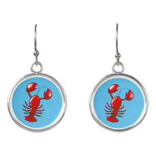 cartoon red lobster earrings