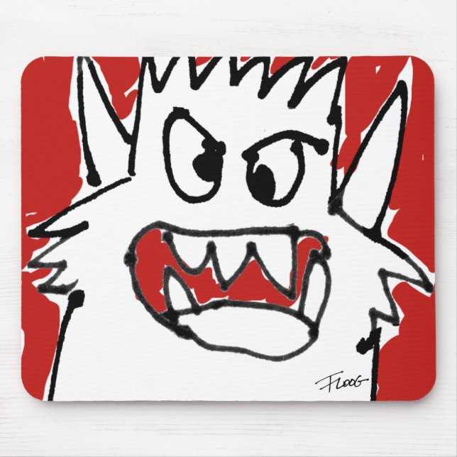 Cartoon Red Monster Mad Cute Mousepad (Front)