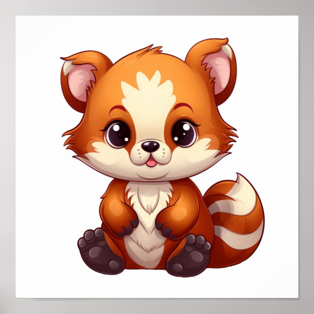 Cartoon red panda illustration poster (Front)