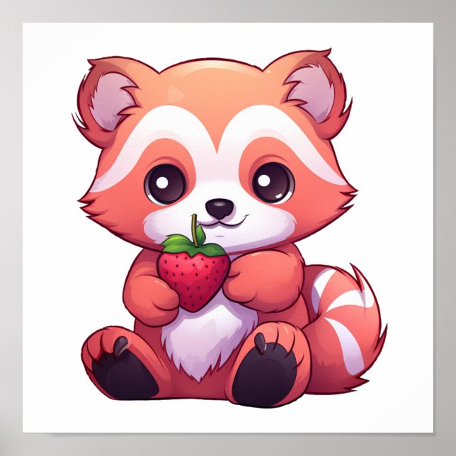 Cartoon red panda illustration poster (Front)