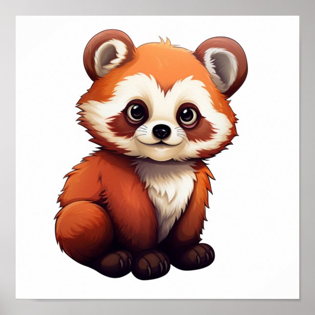 Cartoon red panda illustration poster (Front)