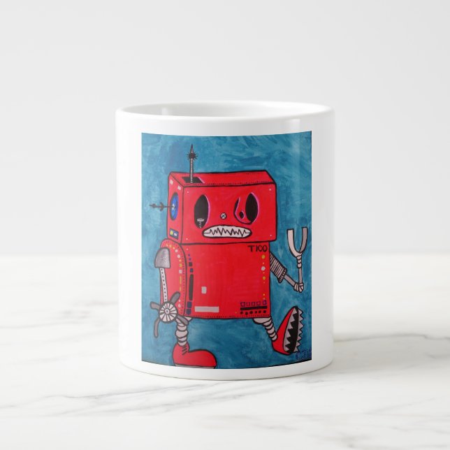 Cartoon Red Robot Coffee Mug (Front)
