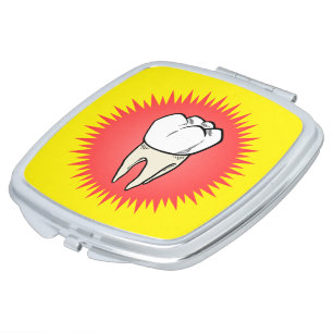 Cartoon Red White Extracted Molar Starburst Compact Mirror