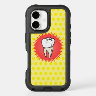 Cartoon Red White Extracted Molar Starburst iPhone 16 Case