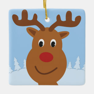 Cartoon Reindeer Ceramic Ornament