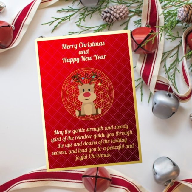 Cartoon Reindeer Christmas Foil Card (Creator Uploaded)