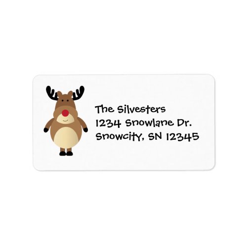 Cartoon Reindeer Holiday Address Label