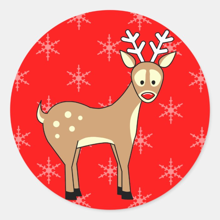 Cartoon Reindeer Holiday Stickers | Zazzle.com