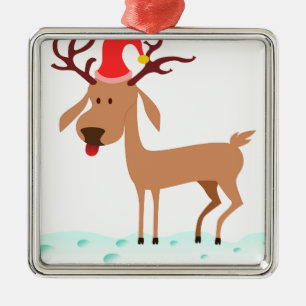 Cartoon Reindeer Metal Ornament