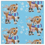 cartoon reindeer or Christmas caribou deer Fabric