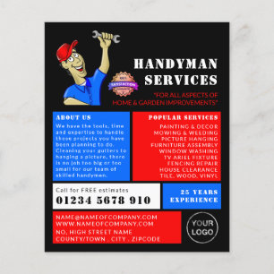 Cartoon Repairman, Handyman Advertising Flyer