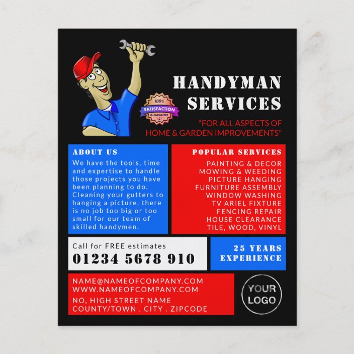 Cartoon Repairman, Handyman Advertising Flyer Zazzle