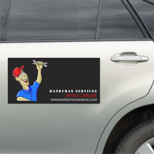 Cartoon Repairman, Handyman Car Magnet (In Situ)